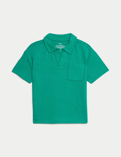 Saf Pamuklu Örme Polo Yaka T-shirt (2-7 Yaş)