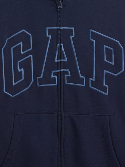 Lacivert Relaxed Gap Logo Sherpa Astarlı Fermuarlı Sweatshirt