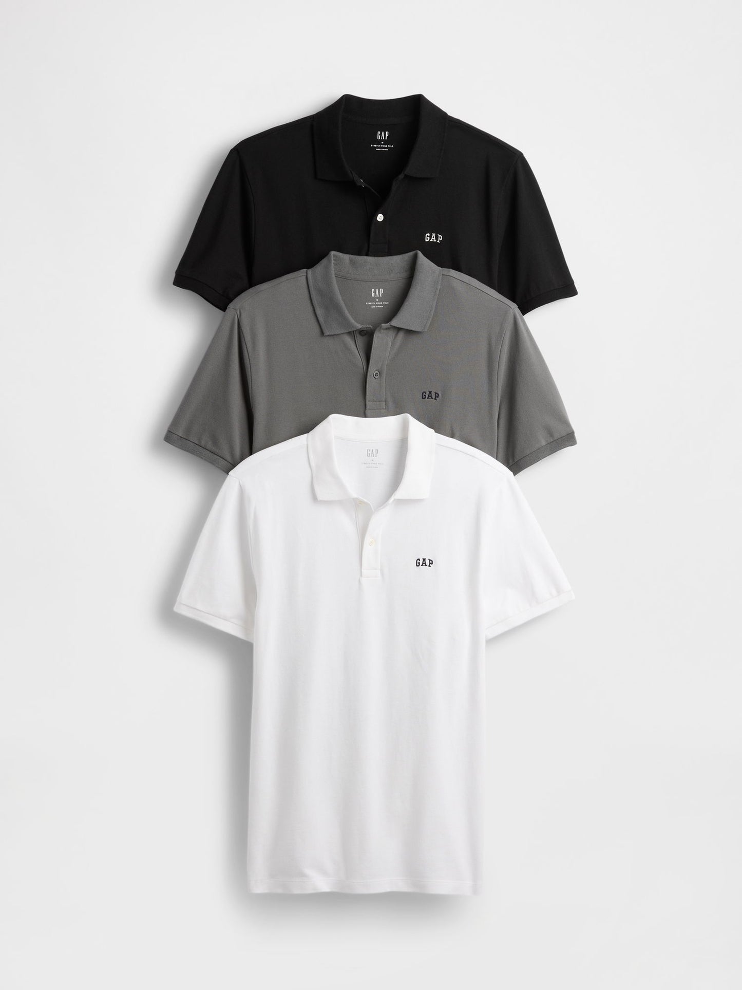 Siyah Stretch Pique Polo T-shirt (3’lü)