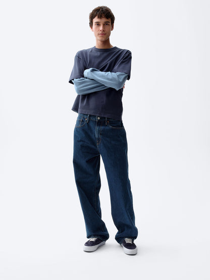 Koyu Mavi Baggy Jean Pantolon