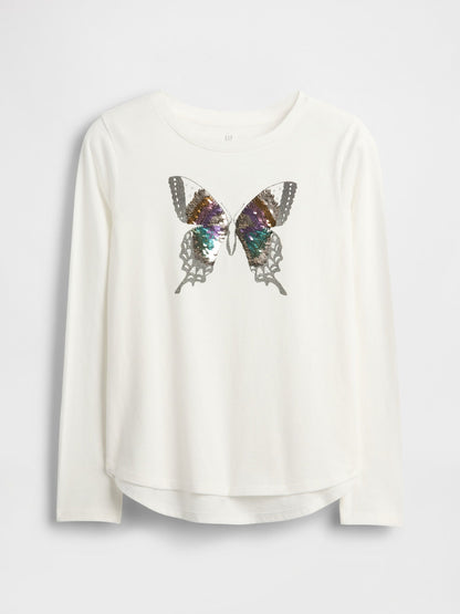 Beyaz Flippy-sequin Grafik T-shirt