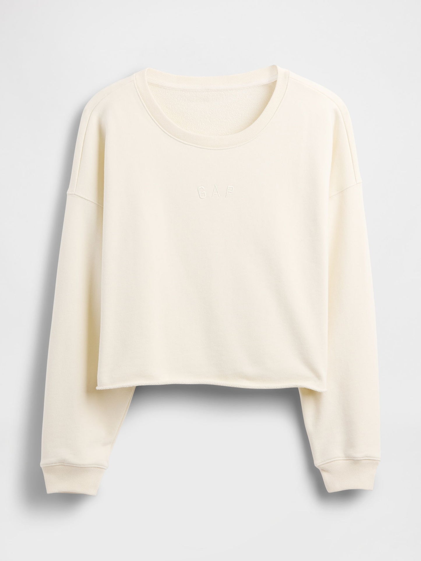 Beyaz Heavyweight Fransız Havlu Kumaş Logo Crop Sweatshirt