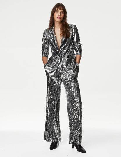 Payetli Wide Leg Pantolon