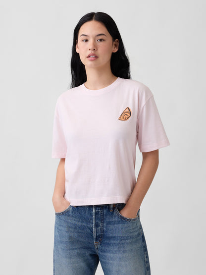 Açık Pembe Boxy Grafik Baskılı T-shirt