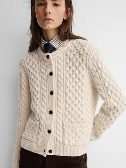 Krem Gap × A.p.c. Yün Cable Örgü Hırka