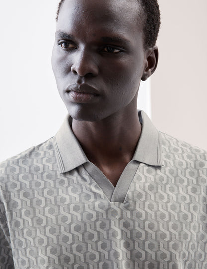 Saf Pamuklu Supima:registered: Desenli Polo T-shirt