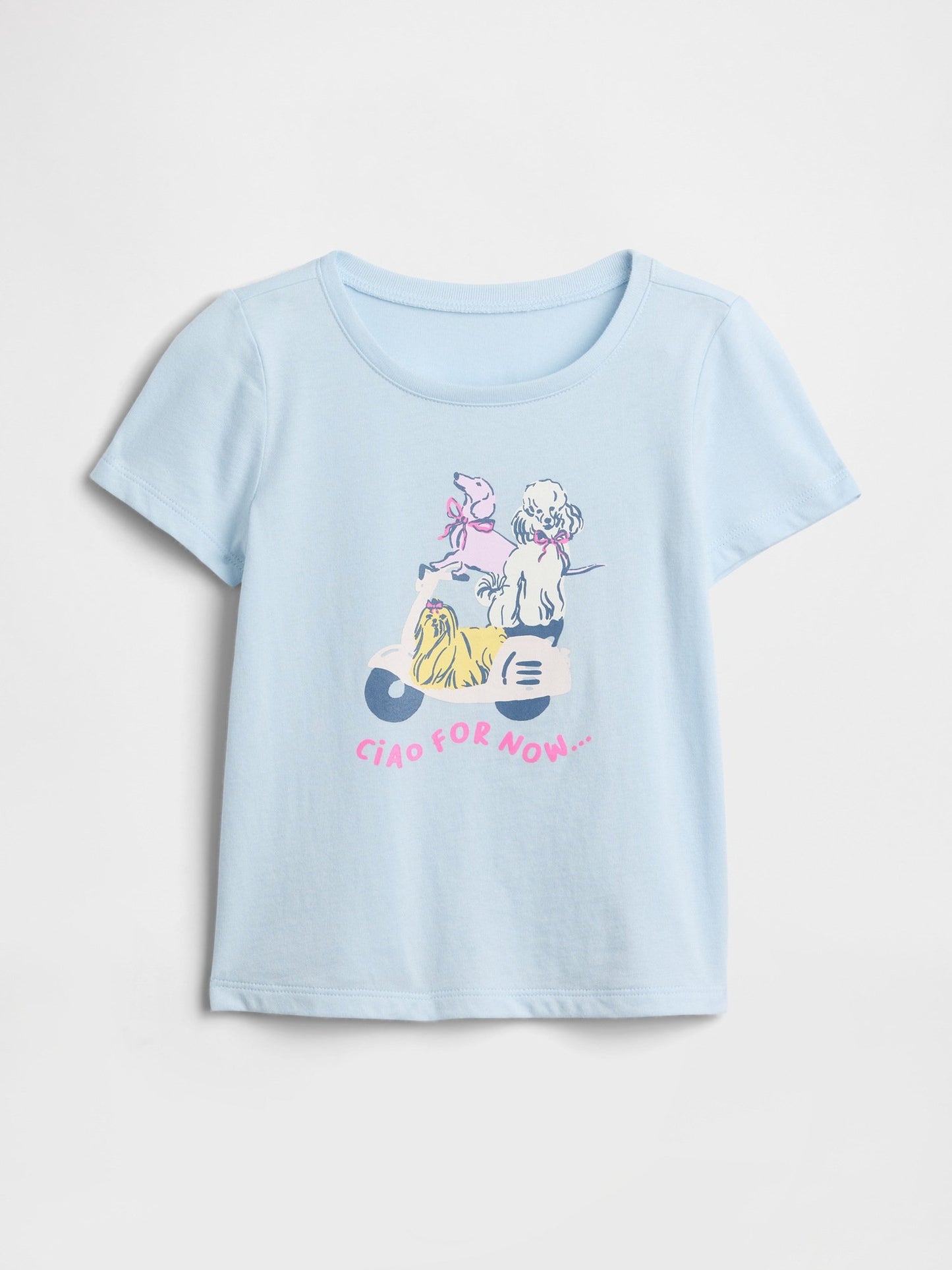 Açık Mavi Grafik Baskılı T-shirt