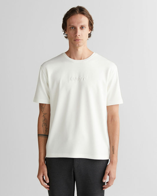 Gant Erkek Beyaz Bisiklet Yaka T-shirt