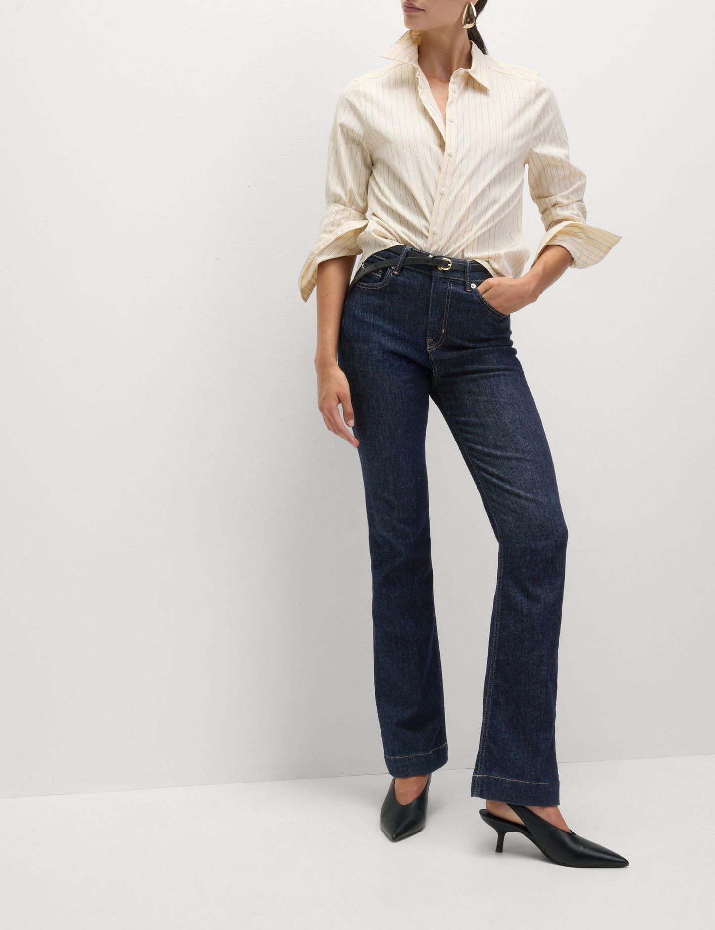 Yüksek Bel Slim Flare Jean Pantolon