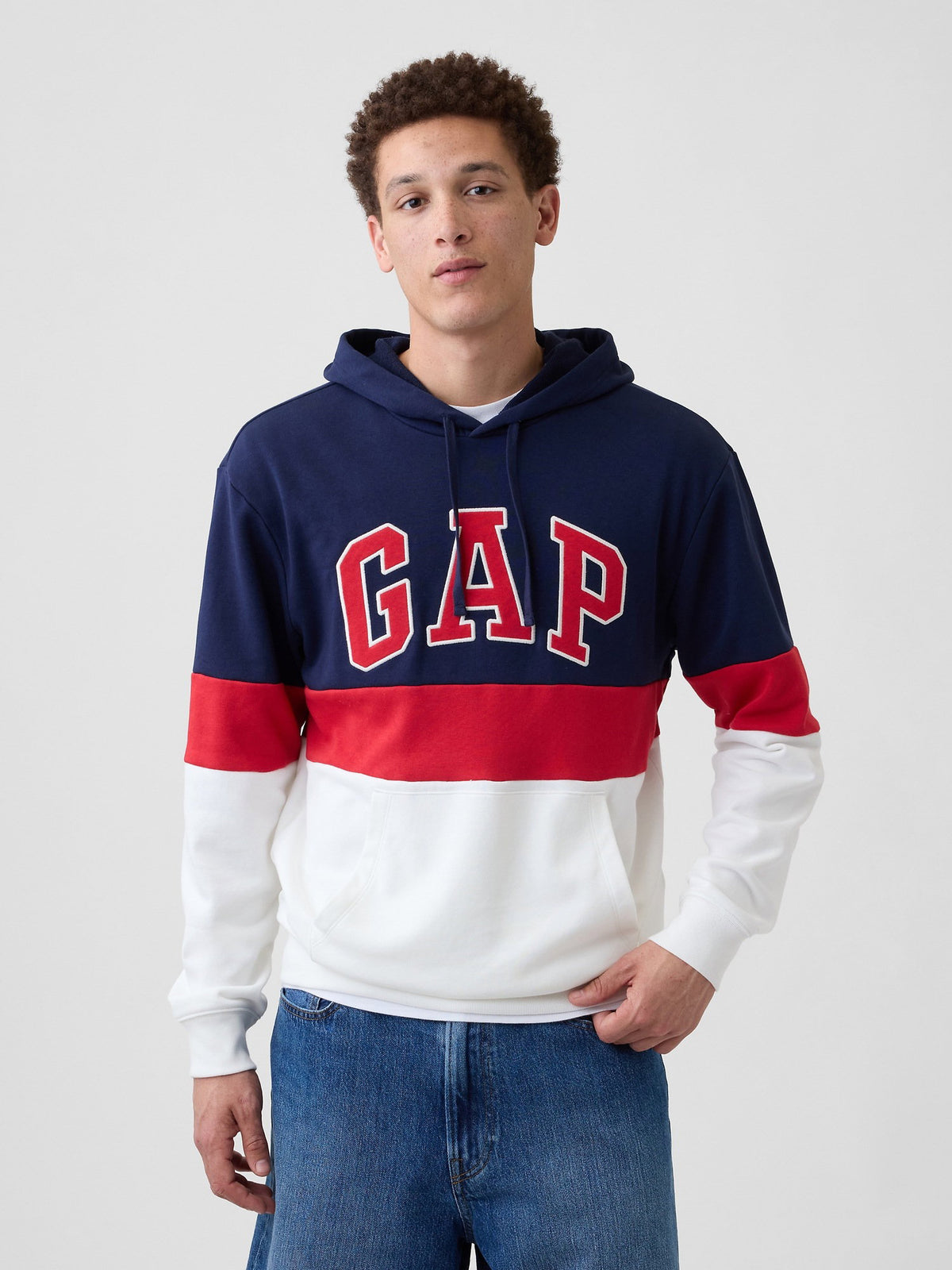 Beyaz Gap Logo Fransız Havlu Kumaş Sweatshirt