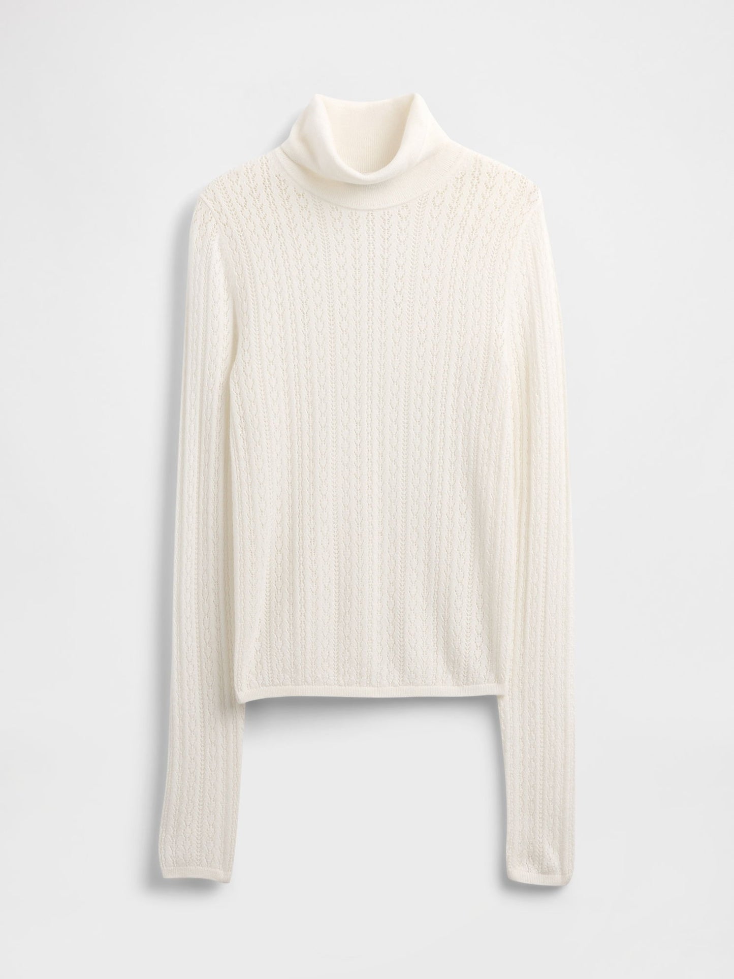 Kırık Beyaz Pointelle Turtleneck Kazak