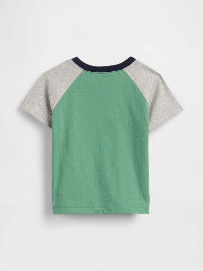 Yeşil Colorblock Brannan Bear Grafik Baskılı T-shirt