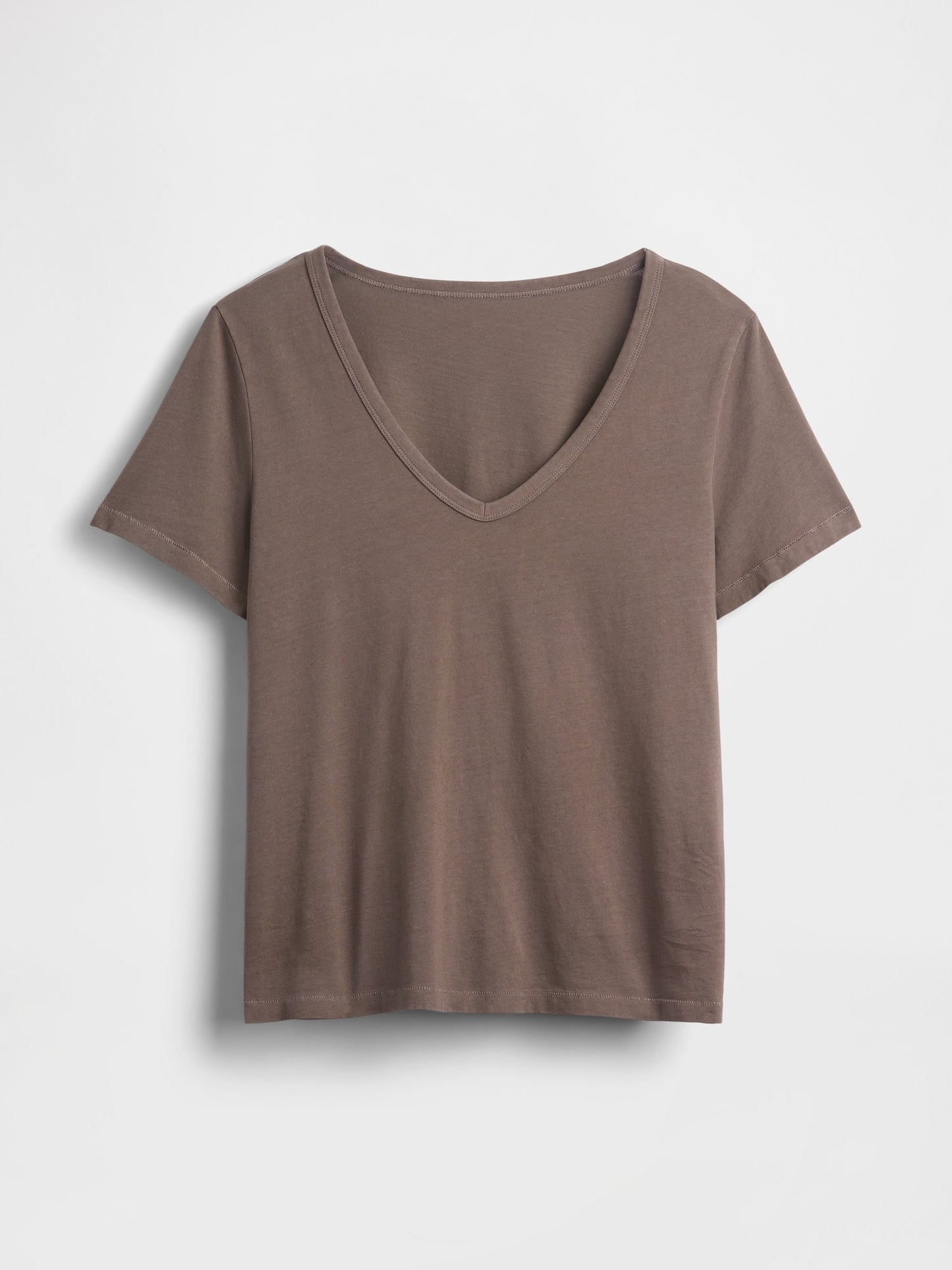 Kahverengi Organik Pamuk Vintagesoft V-yaka T-shirt