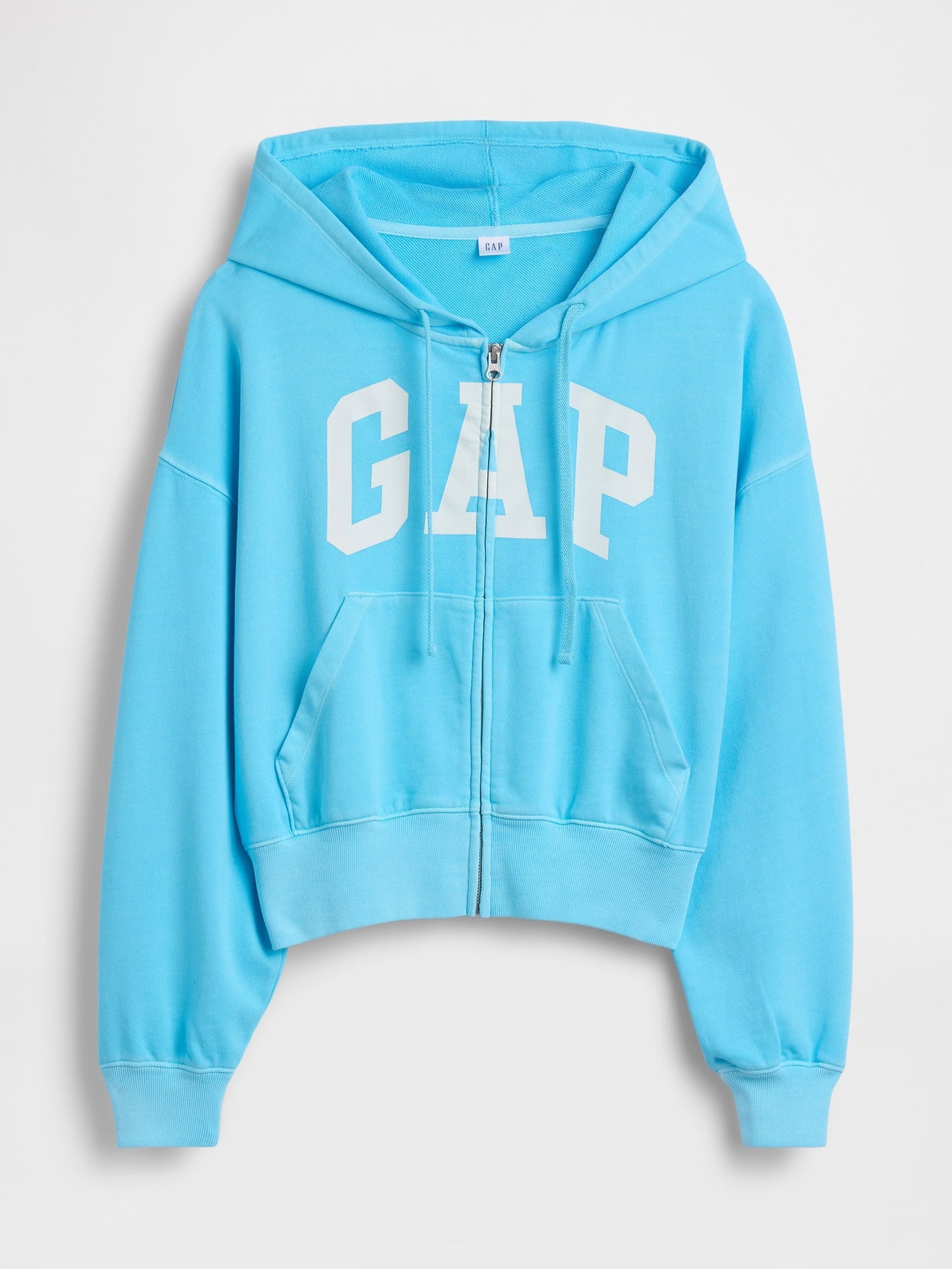 Açık Mavi Oversized Gap Logo Fransız Havlu Kumaş Fermuarlı Sweatshirt