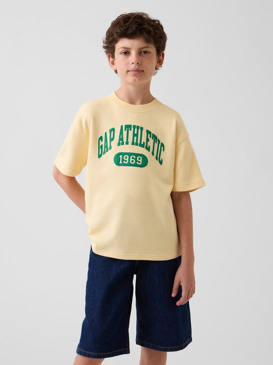Açık Sarı Fransız Havlu Kumaş Kısa Kollu Sweatshirt
