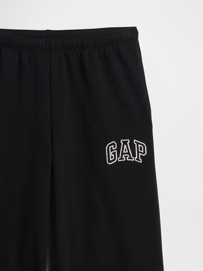 Siyah Gap Logo Fransız Havlu Kumaş Wide-leg Jogger Eşofman Altı