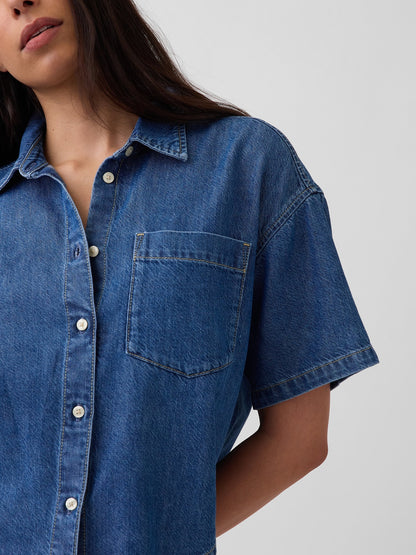Mavi Ultrasoft Denim Oversized Kamp Gömlek