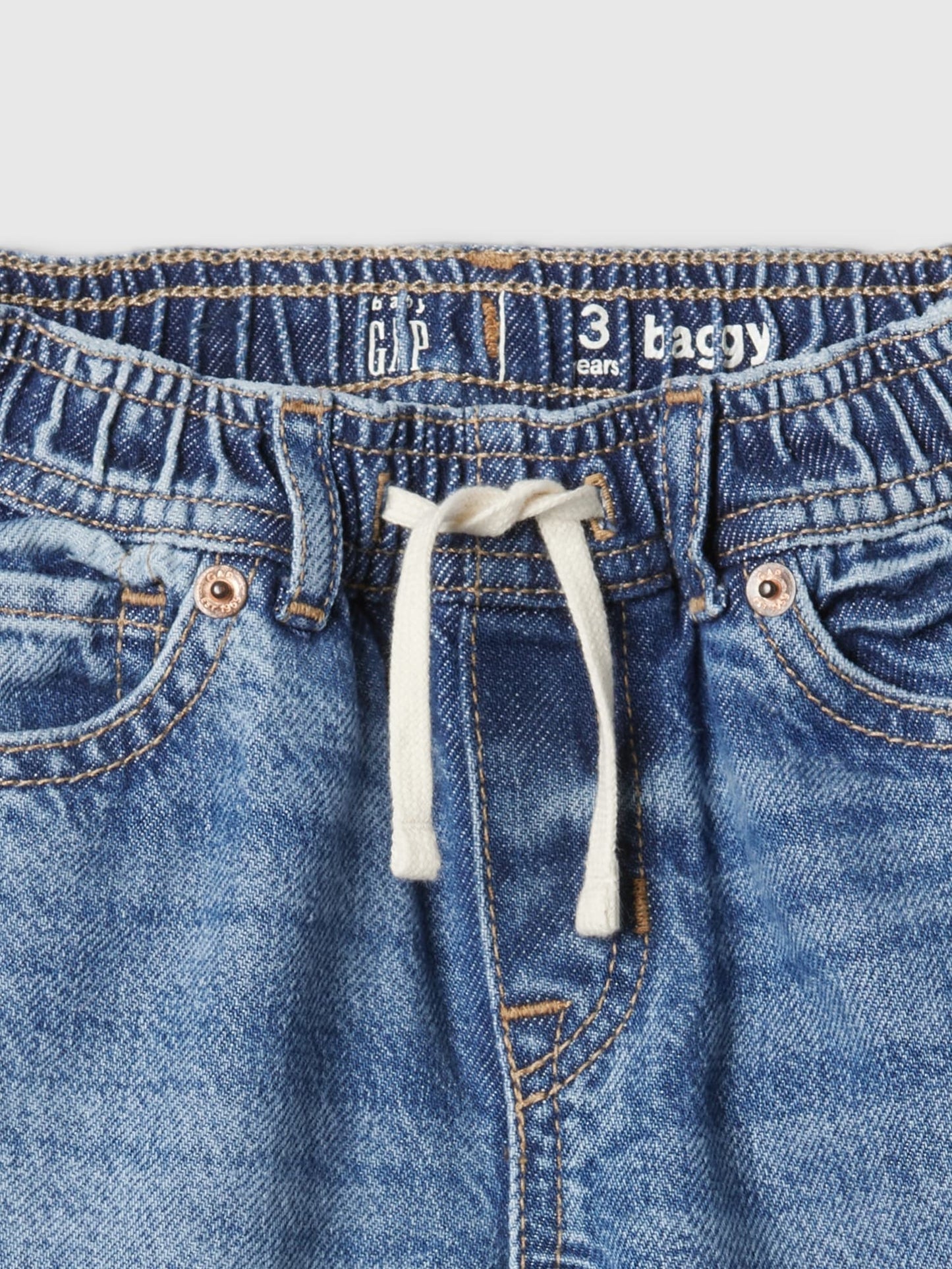 Mavi Bağcıklı Pull-on Baggy Jean Pantolon