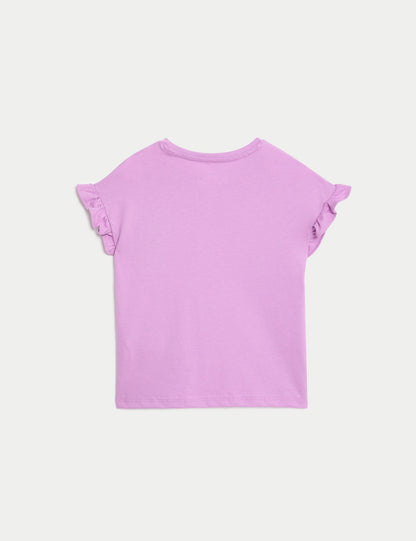 Saf Pamuklu Desenli Kısa Kollu T-shirt (2-8 Yaş)