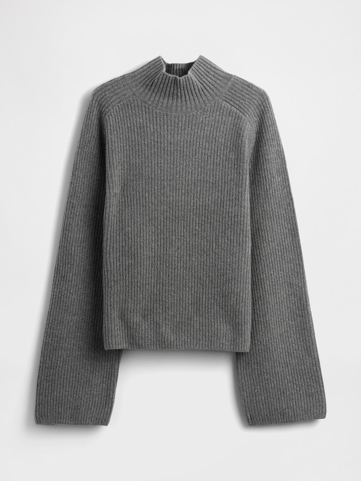 Gri Cashsoft Shaker Örgü Turtleneck Kazak