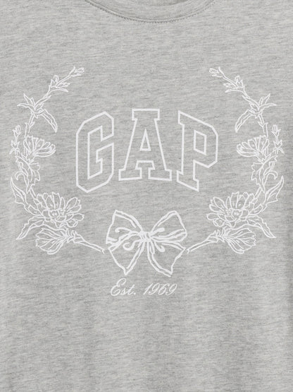 Açık Gri Grafik Baskılı T-shirt