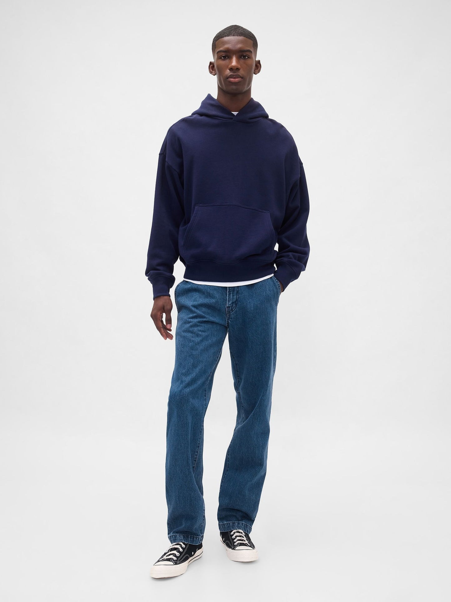 Koyu Mavi Relaxed Straight Pantolon Jean