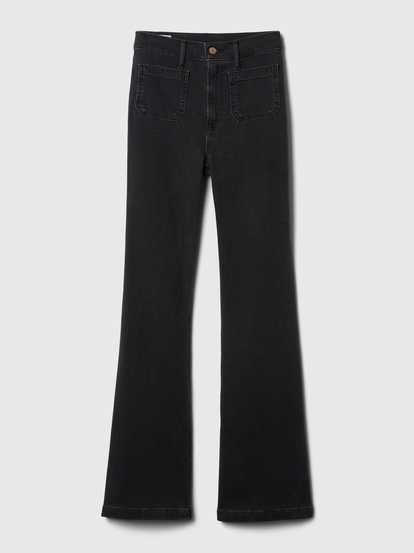 Siyah High Rise '70s Flare Jean Pantolon