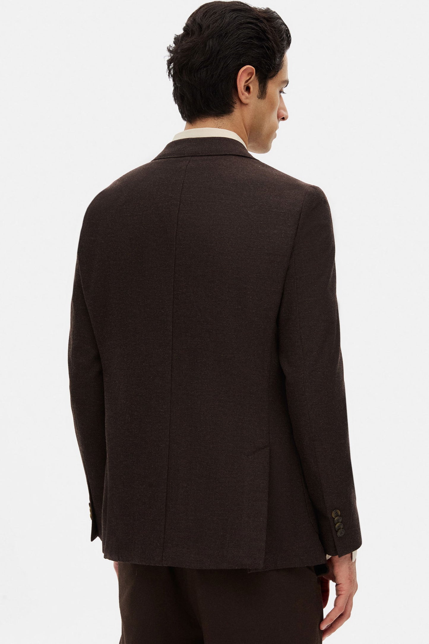 Tween Slim Fit Kahverengi Diyogonal Kumaş Ceket