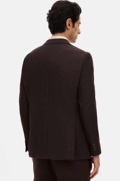 Tween Slim Fit Kahverengi Diyogonal Kumaş Ceket