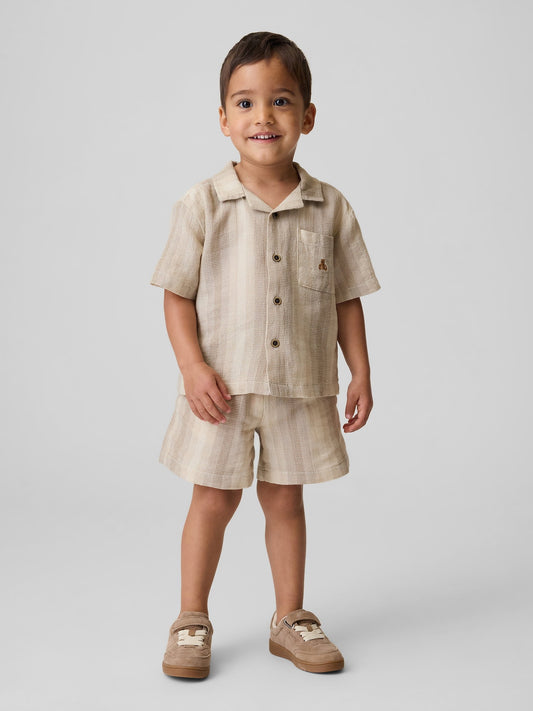 Bej Waffle Cabana Outfit Set
