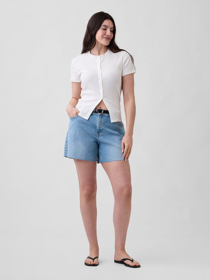 Açık Mavi 5 Mid Rise Soft Denim Şort