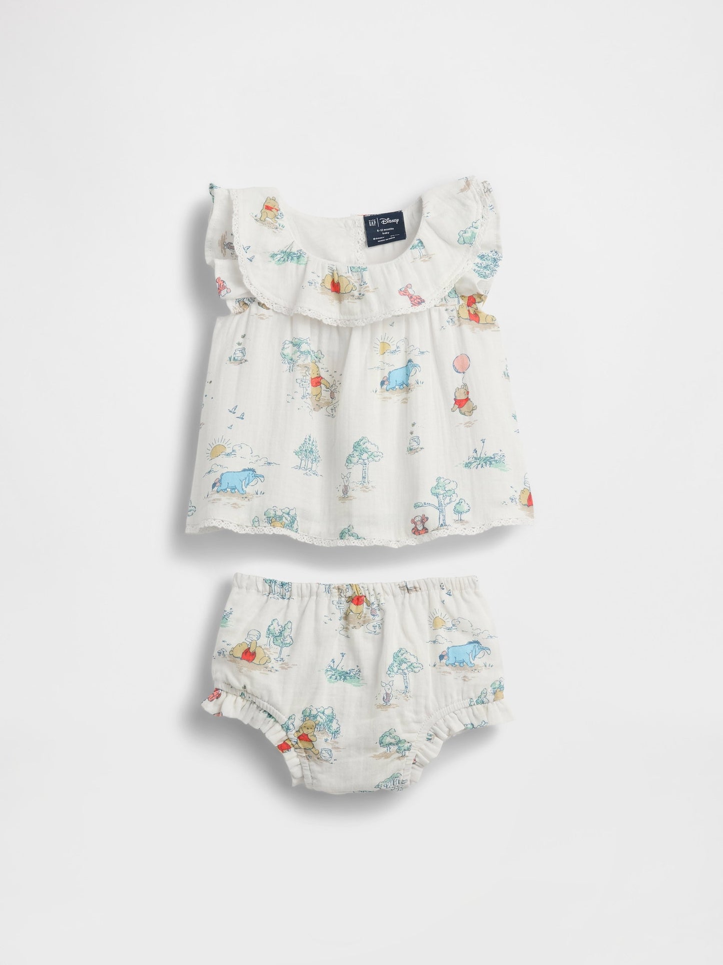Beyaz Winnie The Pooh Pamuk Gauze Outfit Set