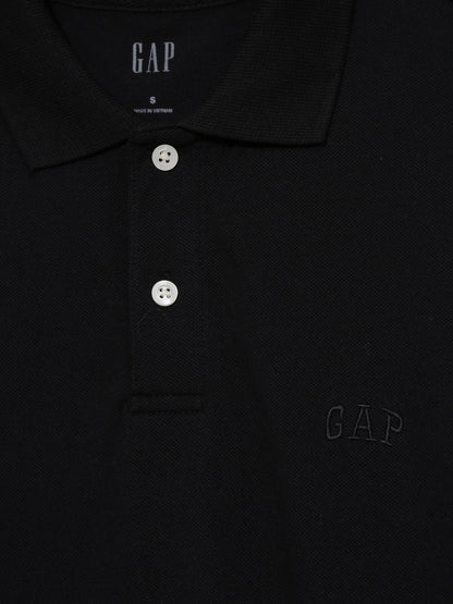 Siyah Gap Logo Piqué Polo Yaka T-shirt