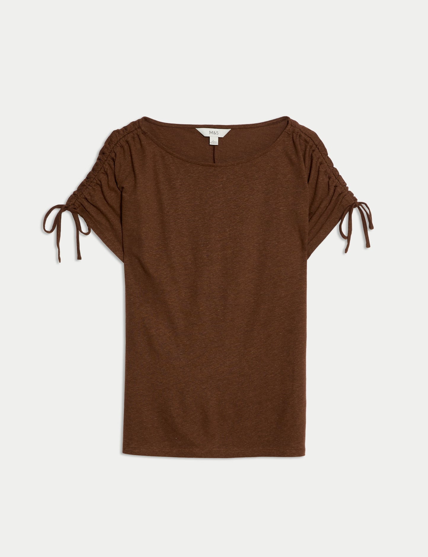 Keten-karışımlı Büzgülü T-shirt