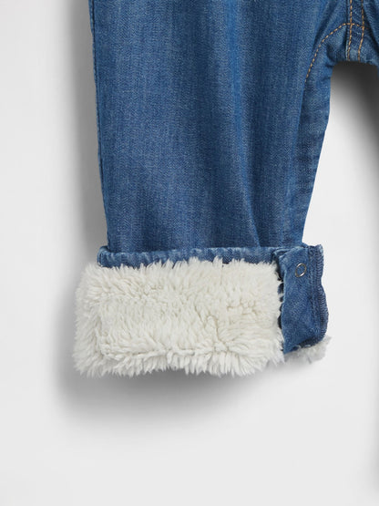 Mavi Cozy-lined Denim Ayı Cepli Tulum