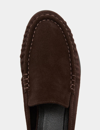 Büzgü Detaylı Arkası Açık Süet Loafer