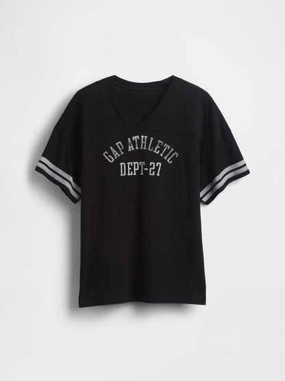 Siyah Oversized Gap Athletic Logo Jersey T-shirt
