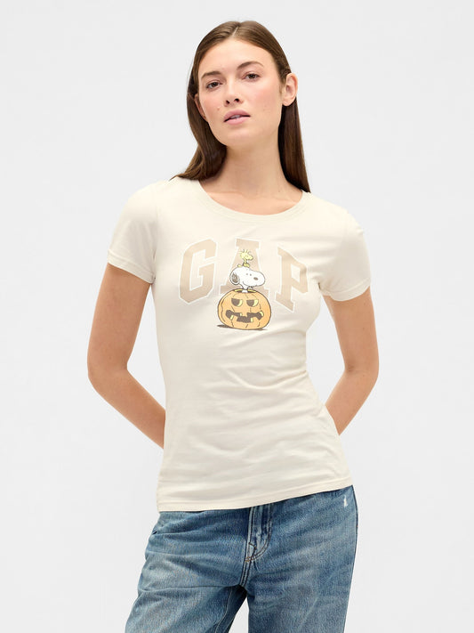 Bej Peanuts Gap Logo T-shirt