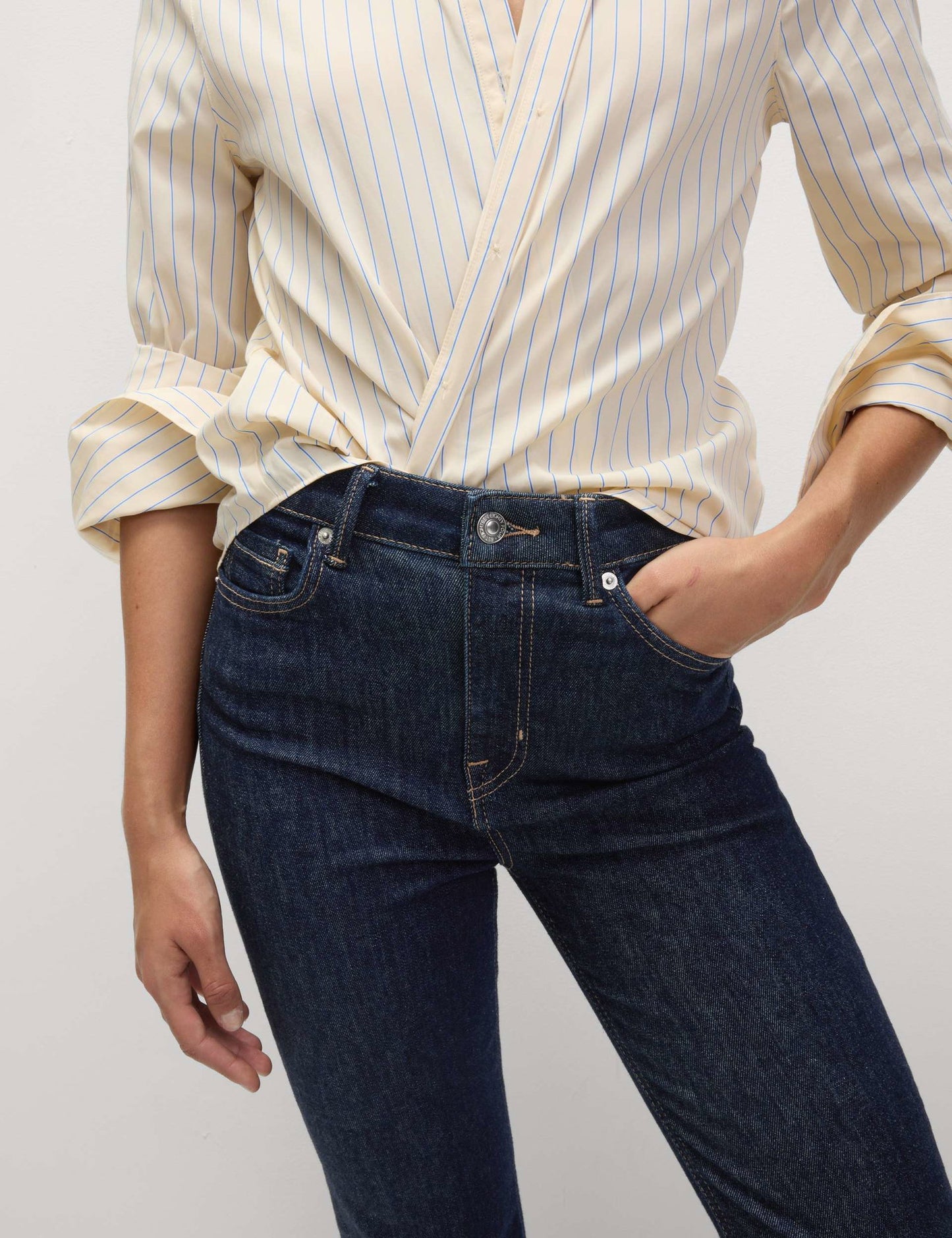 Yüksek Bel Slim Flare Jean Pantolon