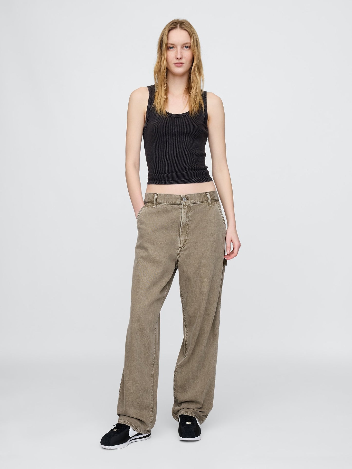 Bej Ultrasoft Baggy Carpenter Jean Pantolon