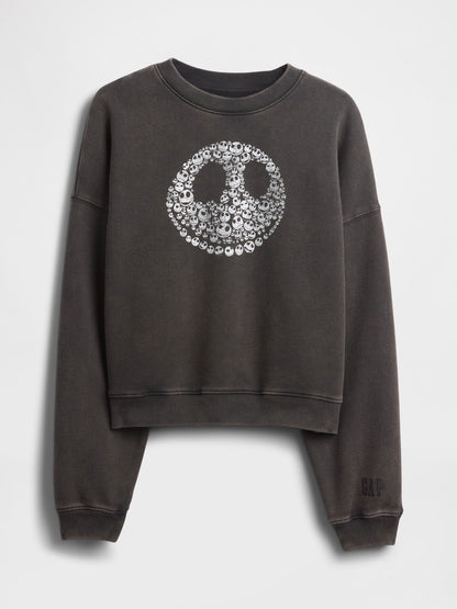 Siyah Gap × Disney Tim Burton’un Ölümcül Kabus Öncesi Sweatshirt Skull