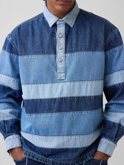 Mavi Gap × Hfr Çizgili Denim Polo T-shirt By Daveed Baptiste