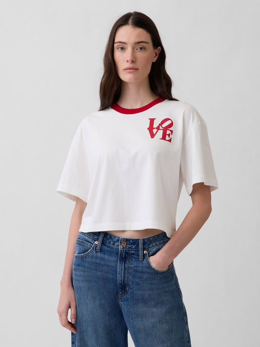 Beyaz Robert Indiana Love Crop T-shirt