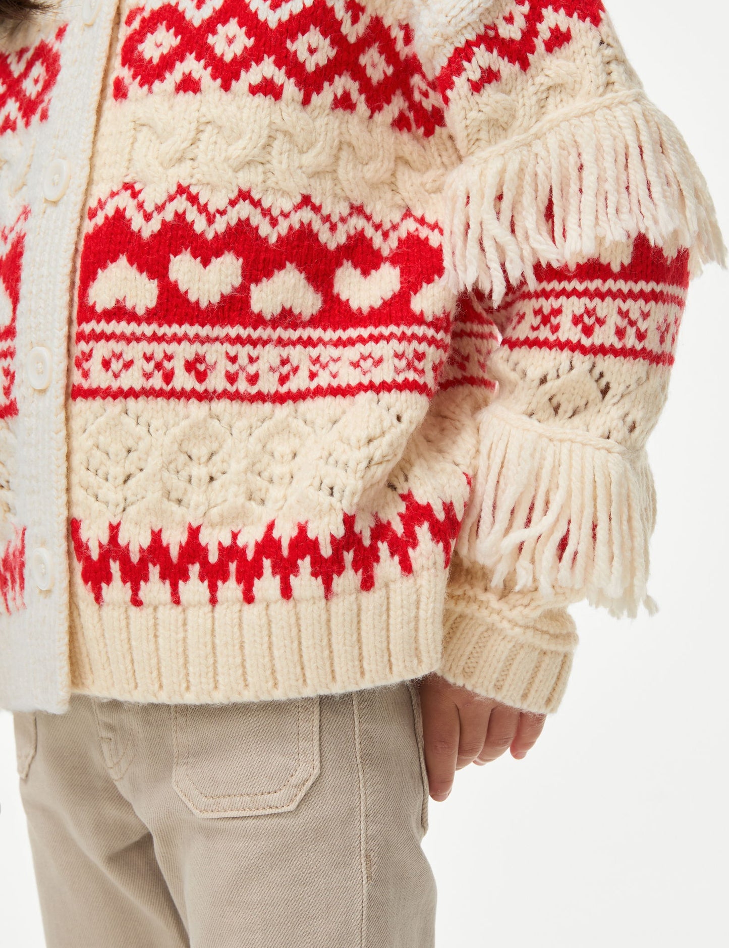 Fair Isle Püsküllü Yılbaşı Hırkası (1-8 Yaş)