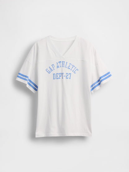 Beyaz Oversized Gap Athletic Logo Jersey T-shirt