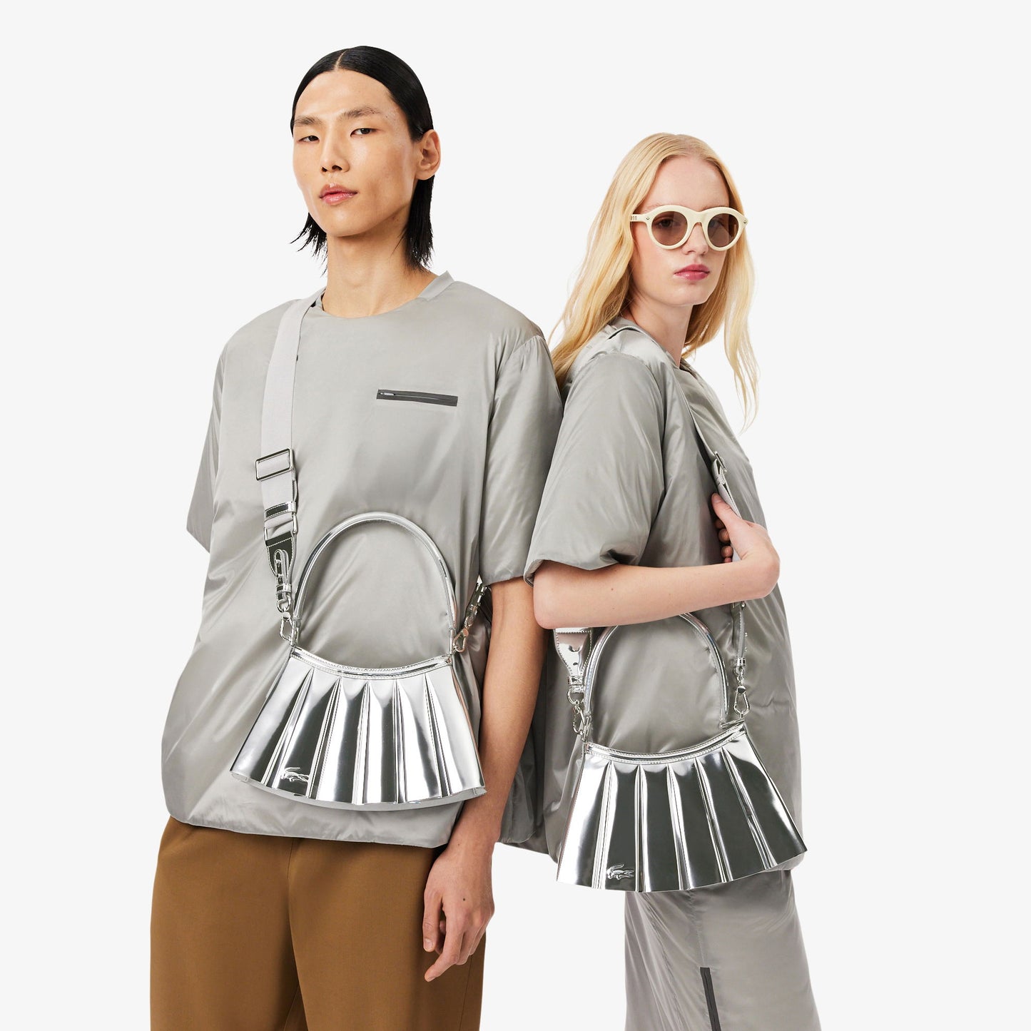 Lacoste Fw25 Runway Small Lenglen Kadın Gri Omuz Çantası