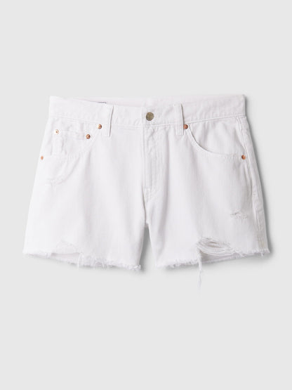 Beyaz 4 Low Rise Stride Denim Şort