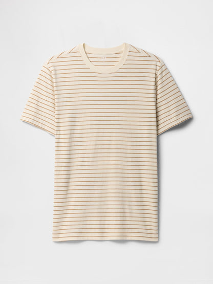 Bej Relaxed Bisiklet Yaka T-shirt