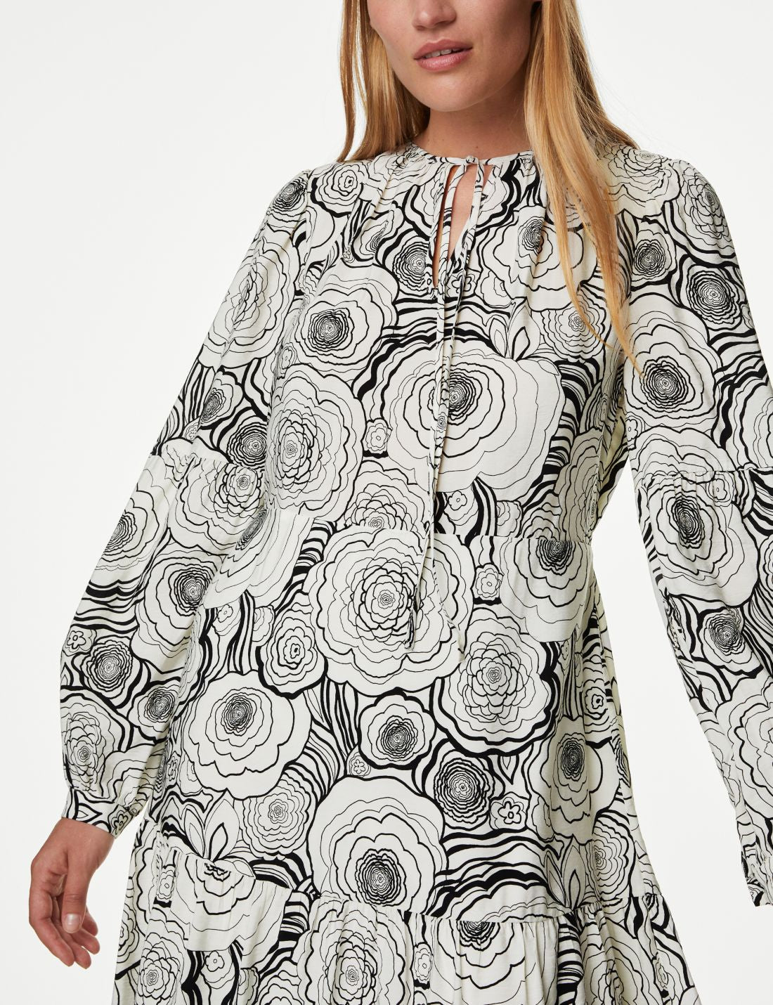 Relaxed Fit Çiçek Desenli Midi Elbise
