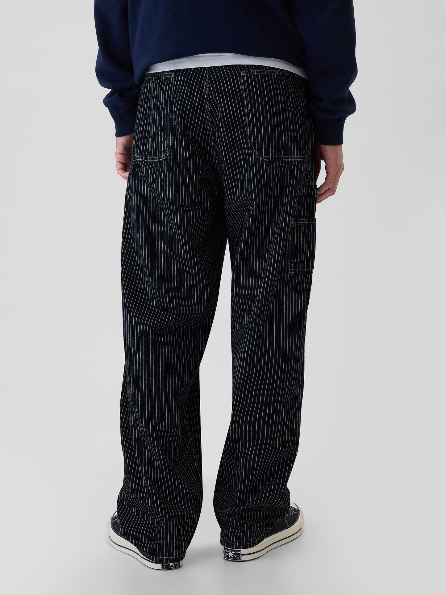 Koyu Mavi Railroad Utility Baggy Jean Pantolon